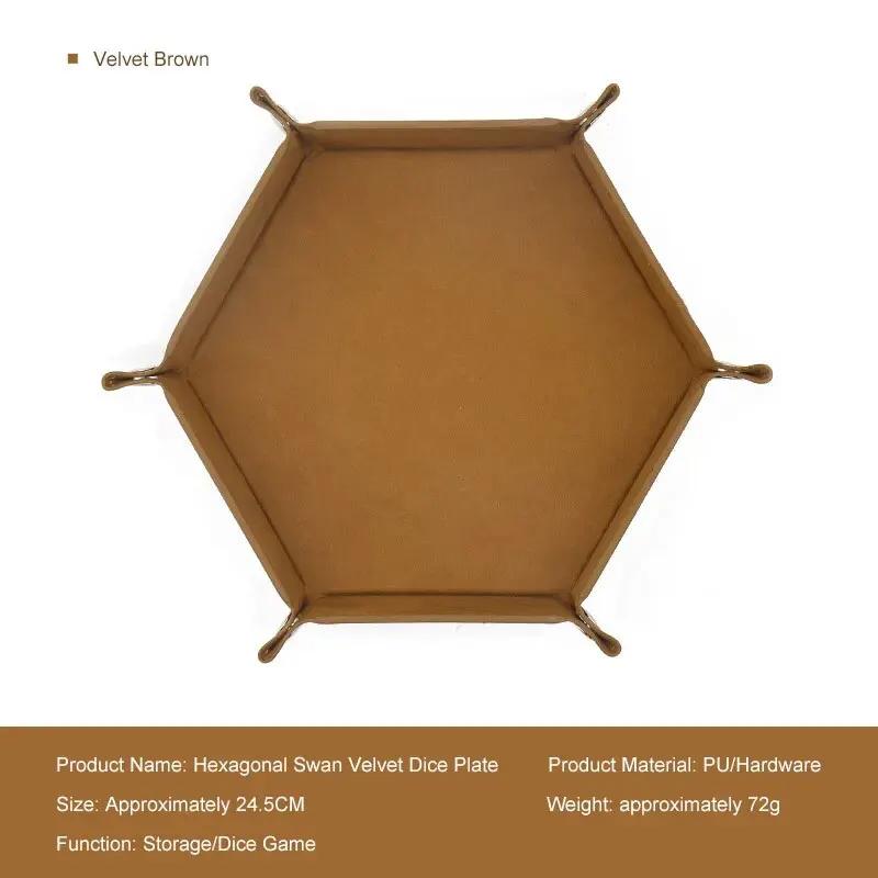 1pc Hexagonal Dice Tray and Miscellaneous Storage Box Board Game Dice Tray Accessories Leather Dice Tower Rolling Tray Set Tray