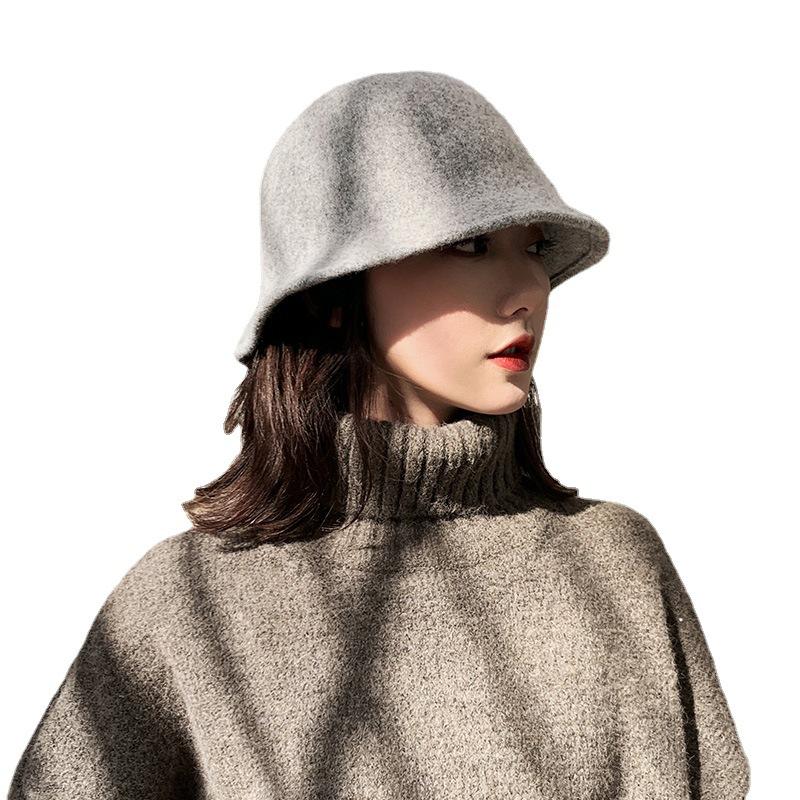 Шапка женская зимняя шерстяная вязаная рыбацкая шапка в японском стиле на осень и зиму в корейском стиле модная универсальная шапка-тазик британская фетровая шляпа