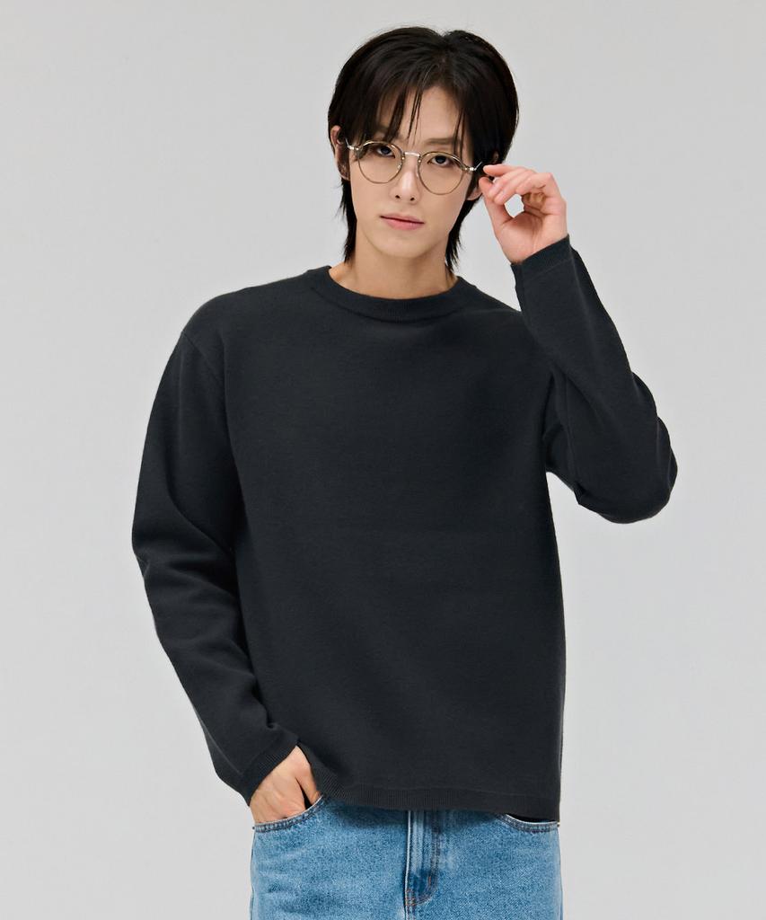 CHASECULT Men'S Basic Round Sweater - Charcoal