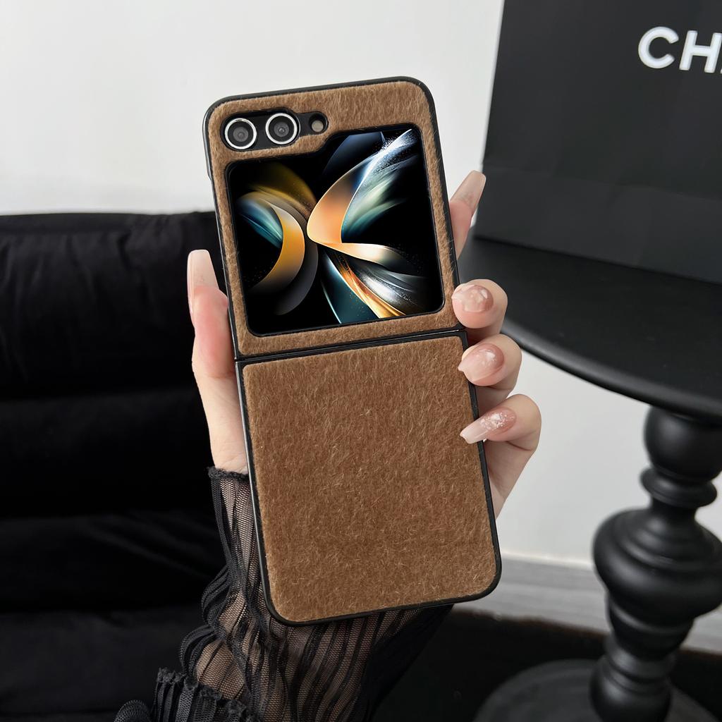 PU Leather Phone Case for Samsung Galaxy Z Flip 5 Flip5 ZFlip5 5G Hard Shell Plastic Shockproof Fall Prevention Cover