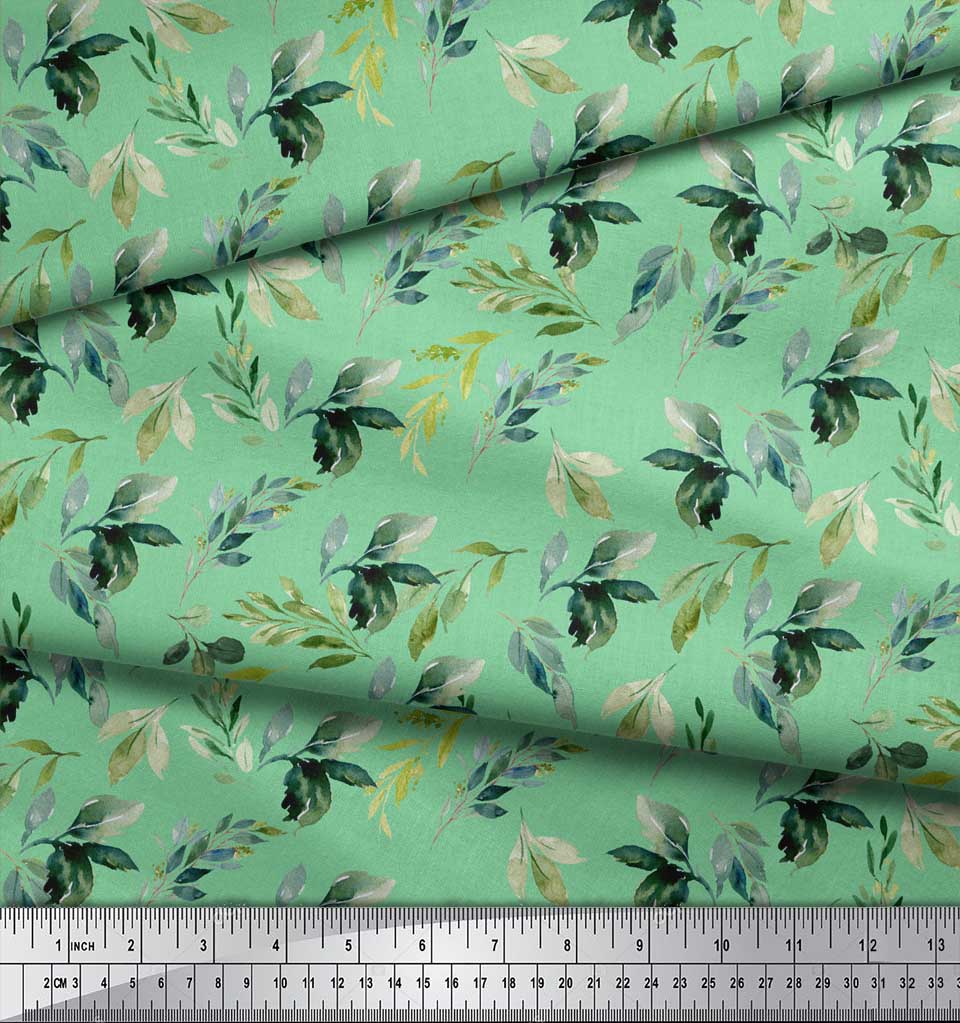 Soimoi Красная полиэфирная креповая ткань с цветочным принтом и листьями, ткань на метр, 42 дюйма