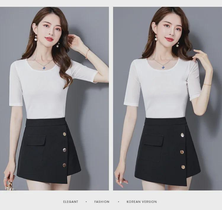 Korean Style Women's Mid-Sleeve T-Shirt, Slim Fit, Five-Point Sleeves, Perfect As Inner Layer or Outer Top for Spring and Autumn 2022