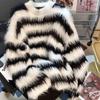 Полосатый свитер из искусственной норки для мужчин и женщин, утолщенный, зимний, легкий ветер, свободный, ленивый ветер, пара, одежда с меховым верхом