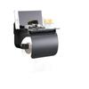 Tuqiu Black Toilet Paper Holder Silver Tissue Paper Holder Aluminium Paper Roll Holder With Phone Storage Shelf