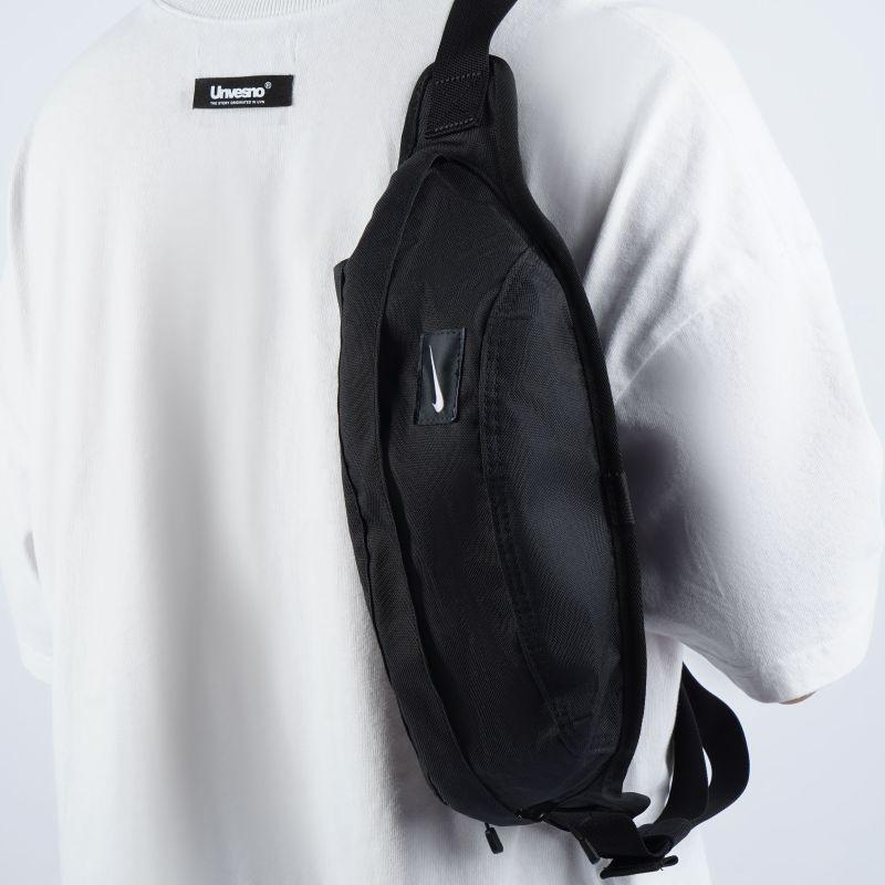 Nike Полиэстеровая сумка кроссбоди на одно плечо, сумка-слинг, поясная сумка обычная унисекс чисто черная повседневная BZ9814-067