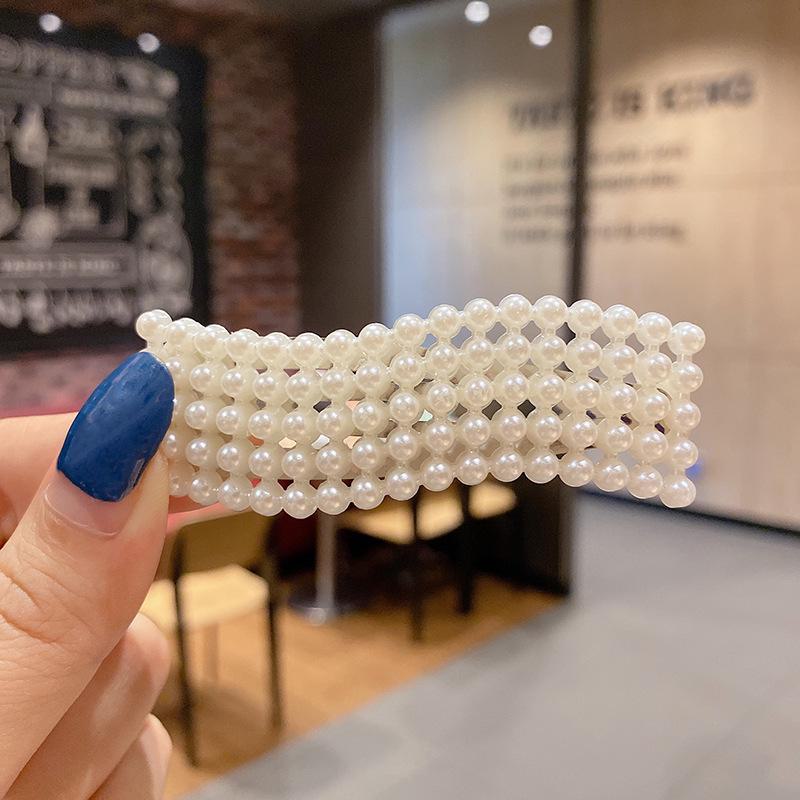 Корейская шпилька для волос со стразами и жемчугом для женщин: Элегантная боковая заколка для челки