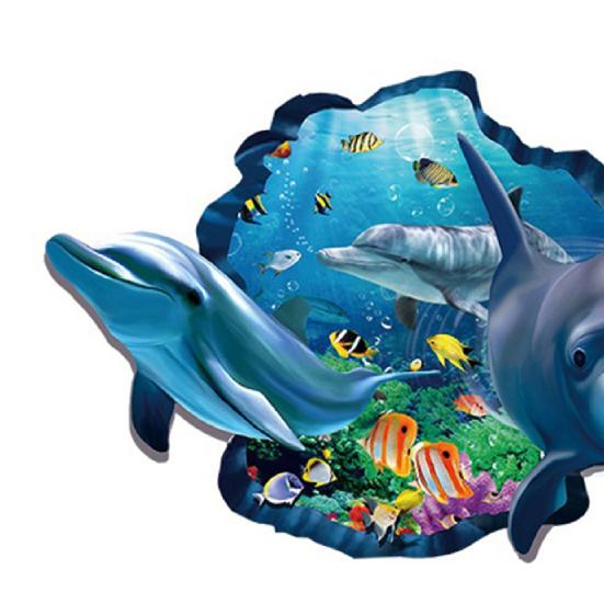 60 X 90 см Подводный мир Дельфин Рыба Наклейка на стену Детская спальня Домашнее украшение ADM