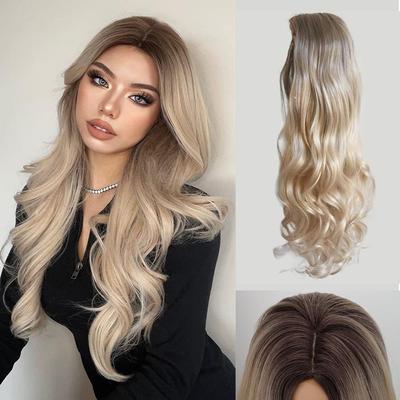 Синтетические длинные волнистые парики Ombre Blonde Парик Наращивание Парик из термостойкого волокна для женщин Ежедневное вечернее использование