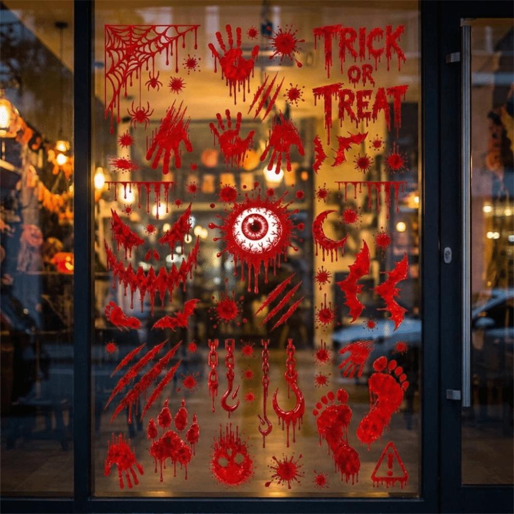 Reusable Halloween Window Stickers Scary Realistic Electrostatic Window Decals Home Decoration