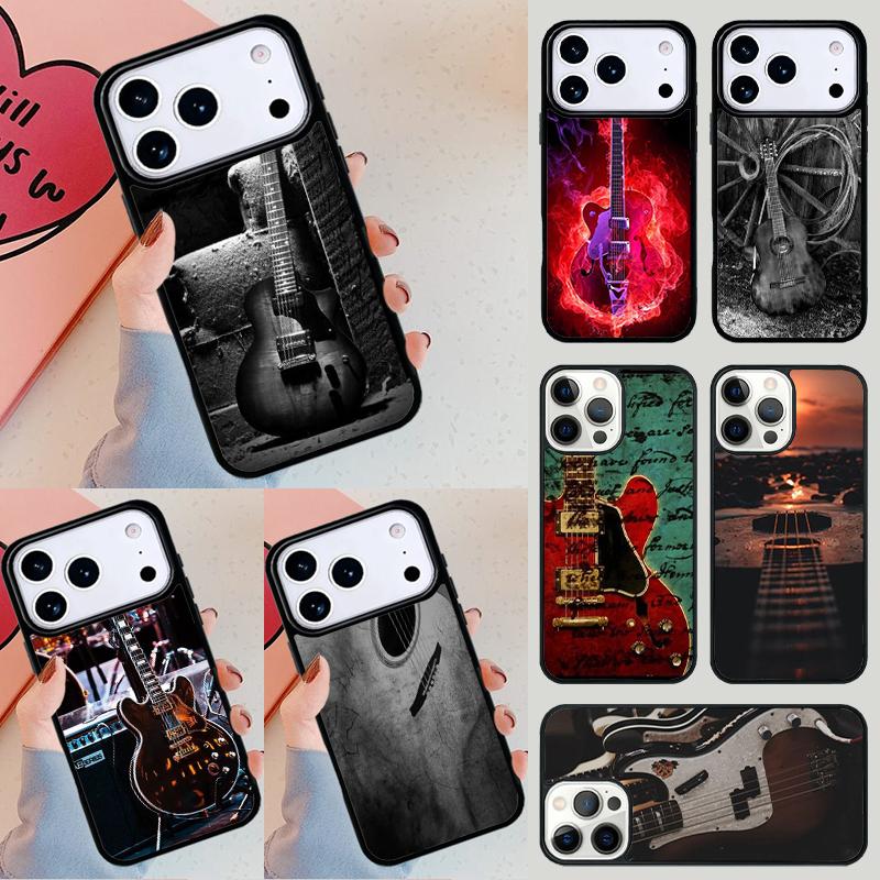 Винтажный Чехол для Телефона с Музыкальными Гитарами Для iPhone 17 Air 14 15 13 12 Max Чехол Для Apple 16e 11 Pro Max Plus Coque