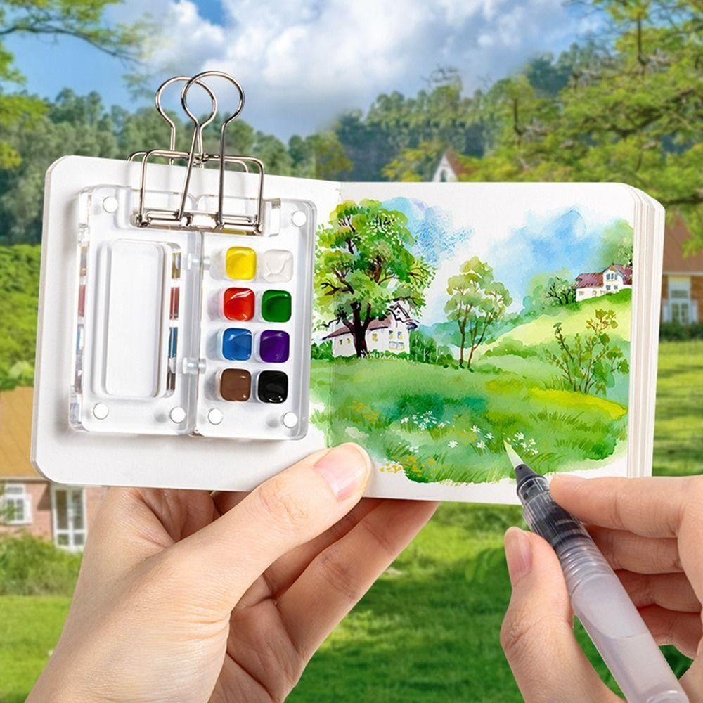 Acrylic Paint Pigment Box Magnetic Travel Painting Tray Portable Watercolor Paint Palette Student