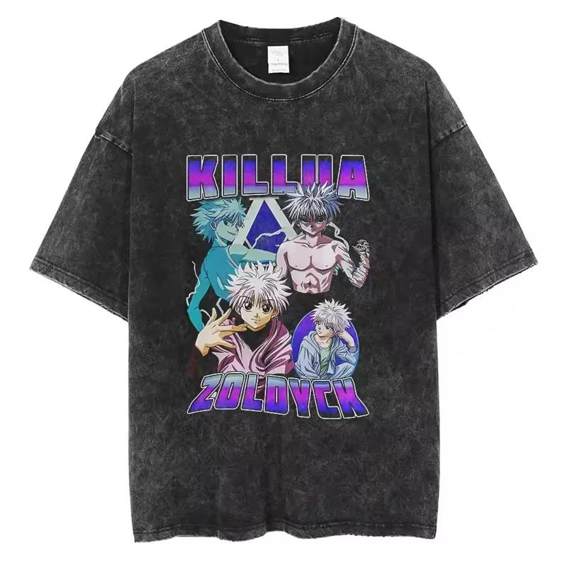 Killua Zoldyck Hunter X Hunter Manga Graphic Tshirt Men Women Clothes Oversized Washed Cotton Tshirt Short Sleeve Tees Tops