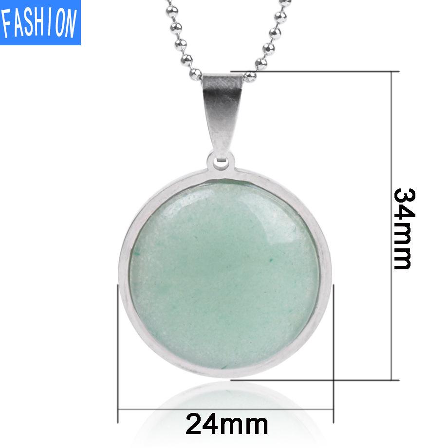 Женское простое ожерелье из нержавеющей стали с плоским камнем в европейском и американском стиле, модное ожерелье с натуральными кристаллами