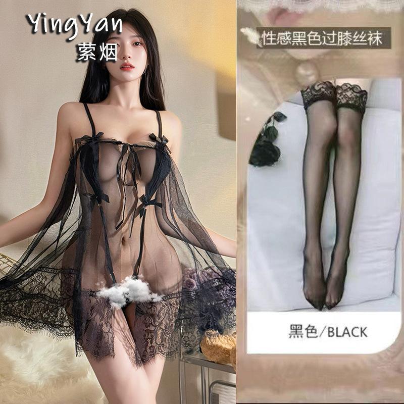Sex underwear sexy one-piece three-point no-take-off clothing temptation perspective thin mesh suit