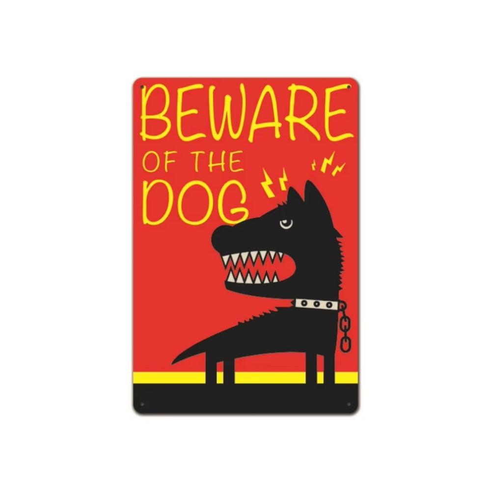 Vintage Tin Art of Courtyard Dog: Garden No - Entry Warning Sign for Home Decoration