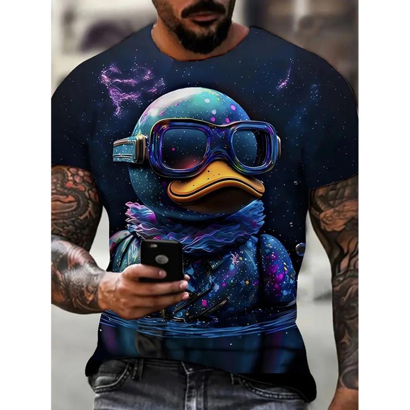 Men's T Shirt Summer Casual Short Sleeve Cartoon Print Funny Animal T-Shirts Fashion Streetwear Male Pullover Oversized Clothing