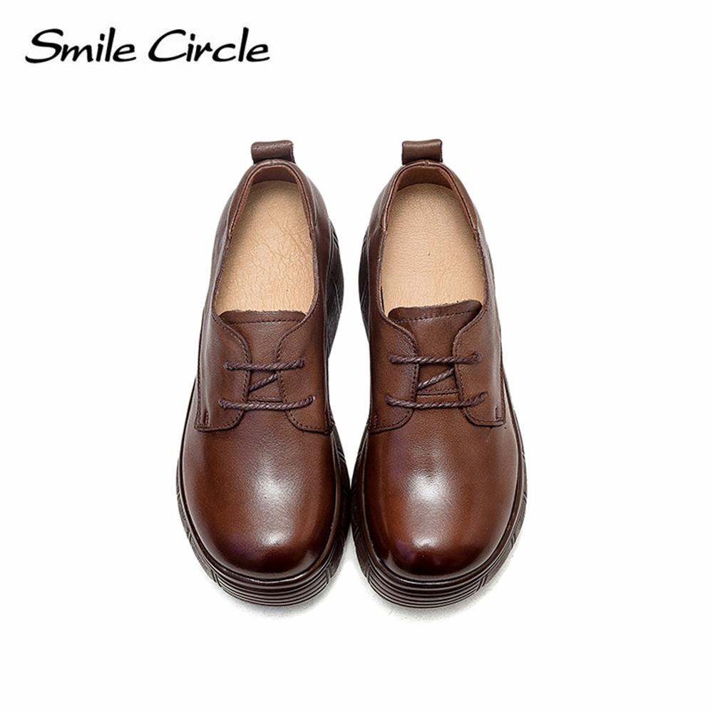 Лоферы из натуральной кожи с низким берцем, туфли на плоской подошве со шнуровкой и толстой подошвой, модный дизайн, повседневная женская обувь