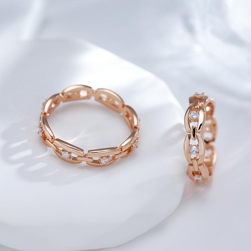 Classic Chain Design Zircon Finger Rings for Women Fashion Daily Jewelry Gifts