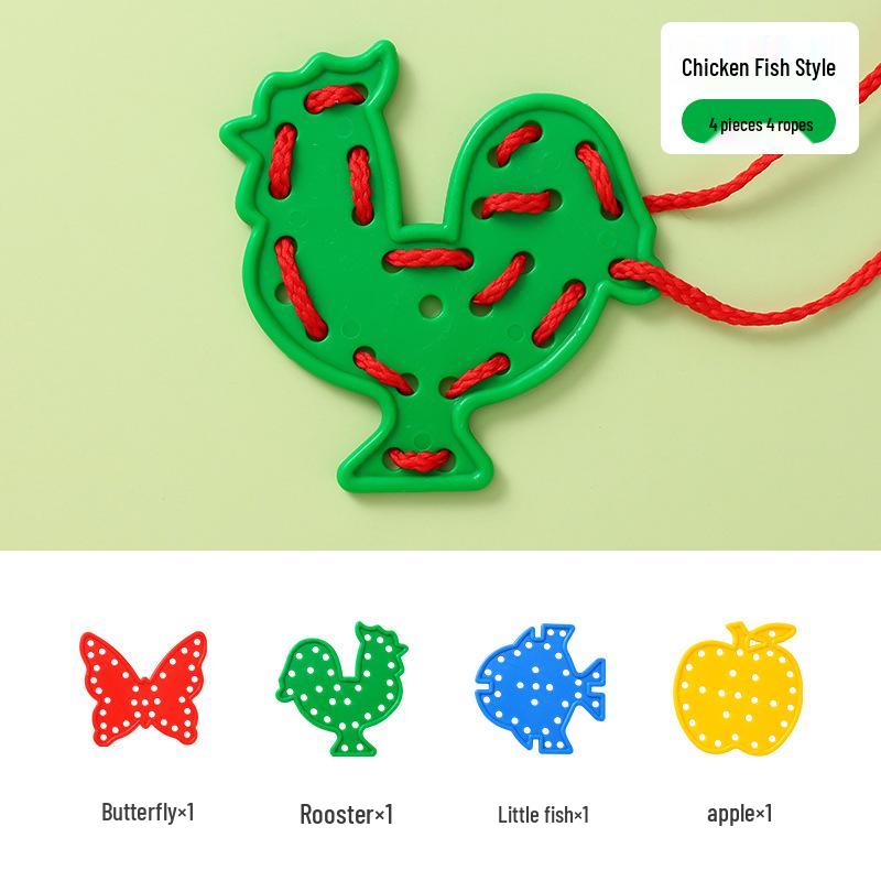 Детские бусины для шнуровки в виде животных, развивающая игрушка для мелкой моторики