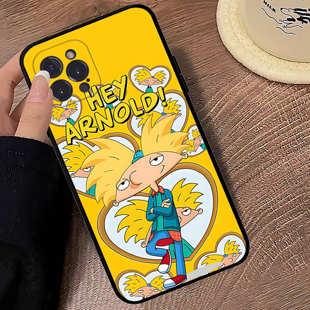 Hey A_Arnolds Cartoon Black Soft Phone Case For IPhone 16 15 14 13 11 12 17 Pro Max Mini Plus