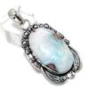 Caribbean Larimar Gemstone Handmade 925 Sterling Silver Pendant 2.05" E1i28