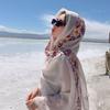 Women Shawl Travel Embroidery Retro Cotton Linen Hijab Sun Protection Warmth Sunshade Beach Cape Desert Cape Bohemian Scarf
