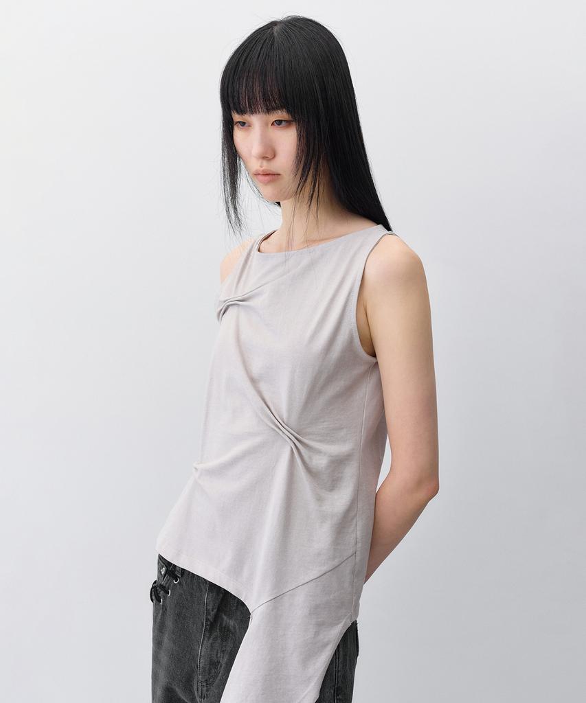 INSILENCE WOMEN Pintuck Drape Sleeveless Ash Grey