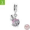 S925 Silver Pink Perfume Bottle Charm Bead for DIY Valentine's Bracelet SCC1734