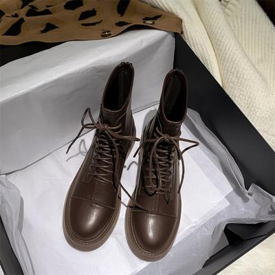 Внутренние ботинки Мартин на платформе 2025, новые женские кожаные ветрозащитные ботинки на шнуровке, короткие ботинки, тонкие эластичные ботинки