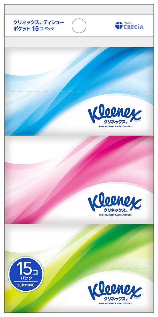 Карманные салфетки Kleenex 20 листов 15 упаковок x 20 упаковок [Распродажа коробок] (10 пар)