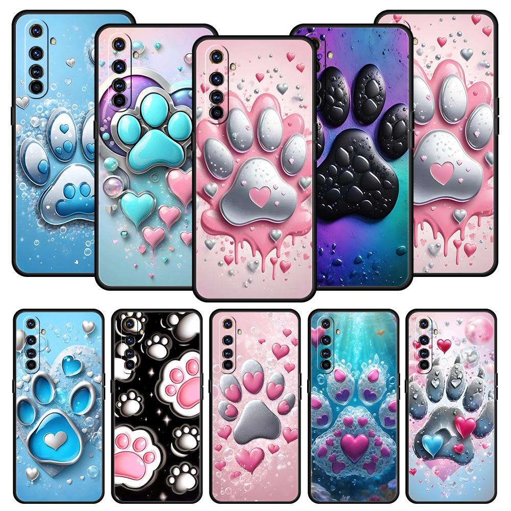 Чехол с эстетикой отпечатка лапы для Realme C67 C63 C55 C53 C35 C25 C21 GT 2 3 5 6 10 11 12 13 Pro Plus 5G Мягкий ТПУ Чехол для телефона Сумки