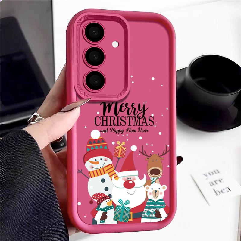 Чехол для телефона с принтом Санта-Клауса и снеговика для Samsung S24 Ultra S23 S22 S21 Plus S20 FE A55 A35 A54 A53 A52 A34 A14, противоударный мягкий чехол для телефона на Рождество