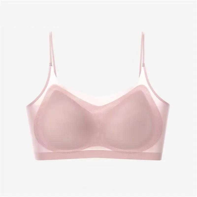 Ультратонкий бюстгальтер Push Up Bra Ice Silk Бесшовное нижнее белье Женский тонкий дышащий слинг Красивая спинка жилет для сна Бралетт Большие размеры Бюстгальтеры