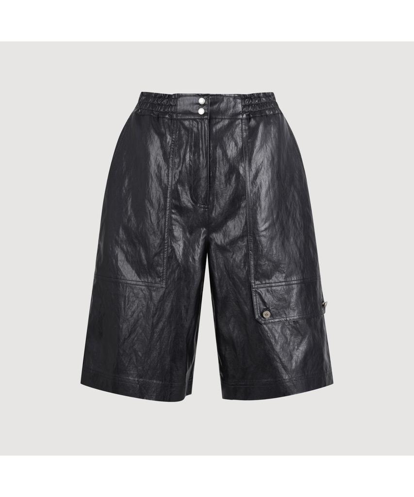 LUCKY CHOUETTE Fake Leather Back Banding Midi Pants (Black)_Lfpom25220Bkx