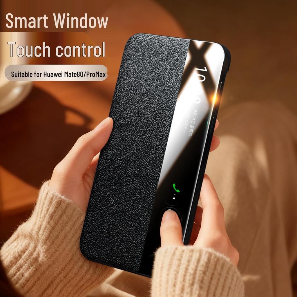 Магнитный кожаный флип-кейс Huawei Mate 80 Pro Max со Smart Sleep RS Защитой