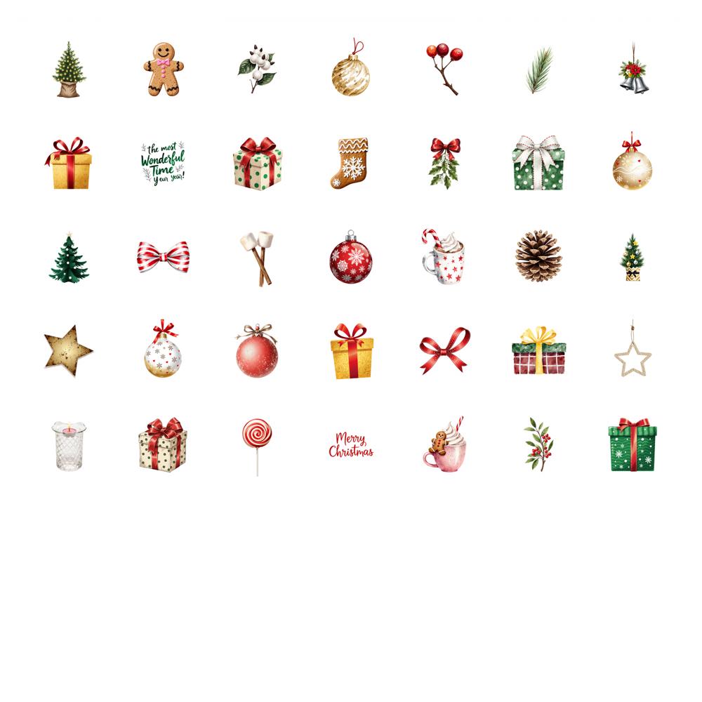 35pcs Cartoon Christmas Tree Stickers Festive Gingerbread Sticker Pack Animal Stickers For Notebook Luggage Mobile Phone Cup