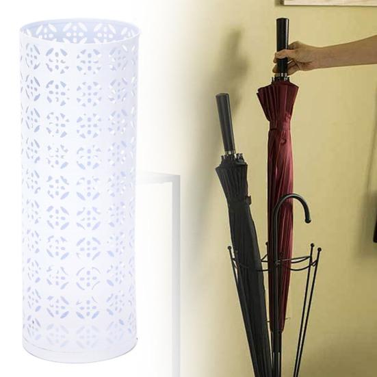 Umbrella Stand Rack Rustproof Corrosion Resistant Compact Design Metal Hollowed Freestanding Round Umbrella Holder Organizer Bin