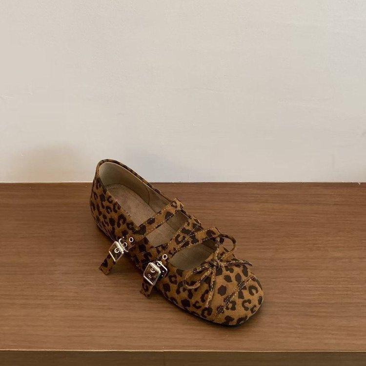 French retro design Mary Jane shoes autumn new square head cross buckle ballet shoes