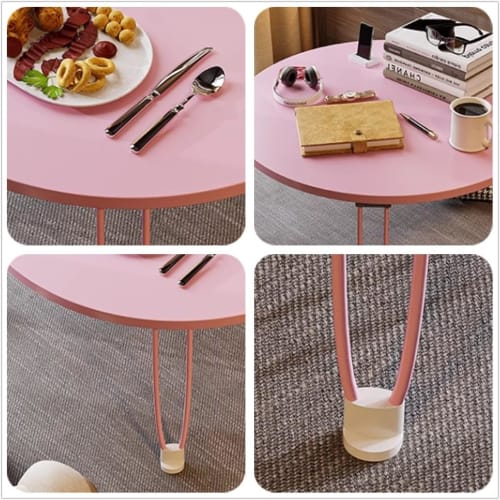 [2025 NEW Folding Table, Round Mini Table, Perfect for Single Living] Folding Desk, Round Mini Table, Laptop Stand, Enhanced Stability, Multi-function