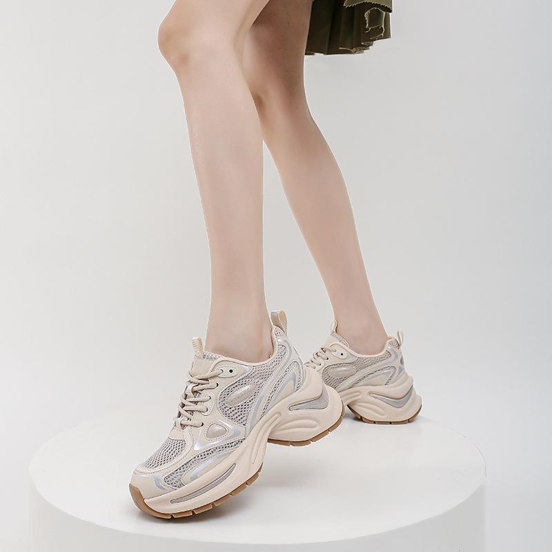 Strictly Selected Summer Versatile Dad Shoes Women's Lightweight Soft-soled Running Shoes Thick-soled Casual Mesh Breathable Sneakers Women