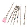 7pcs Tungsten Carbide Nail Bits Manicure Grinding Nail Drill Bits Set with Cleaning Brush Bit Transparent Storage Box