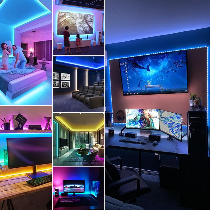 1M-30M USB светодиодная лента SMD 5050 RGB светодиодная гибкая лента с Bluetooth-приложением управления Подсветка телевизора для украшения интерьера атмосфера световая лента