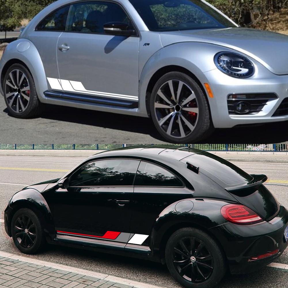 Для VW Beetle Комплект боковых наклеек на двери автомобиля Виниловая пленка для обтяжки Автомобильные наклейки ПВХ Водонепроницаемые Креативные наклейки на автомобили Внешние аксессуары для автомобиля