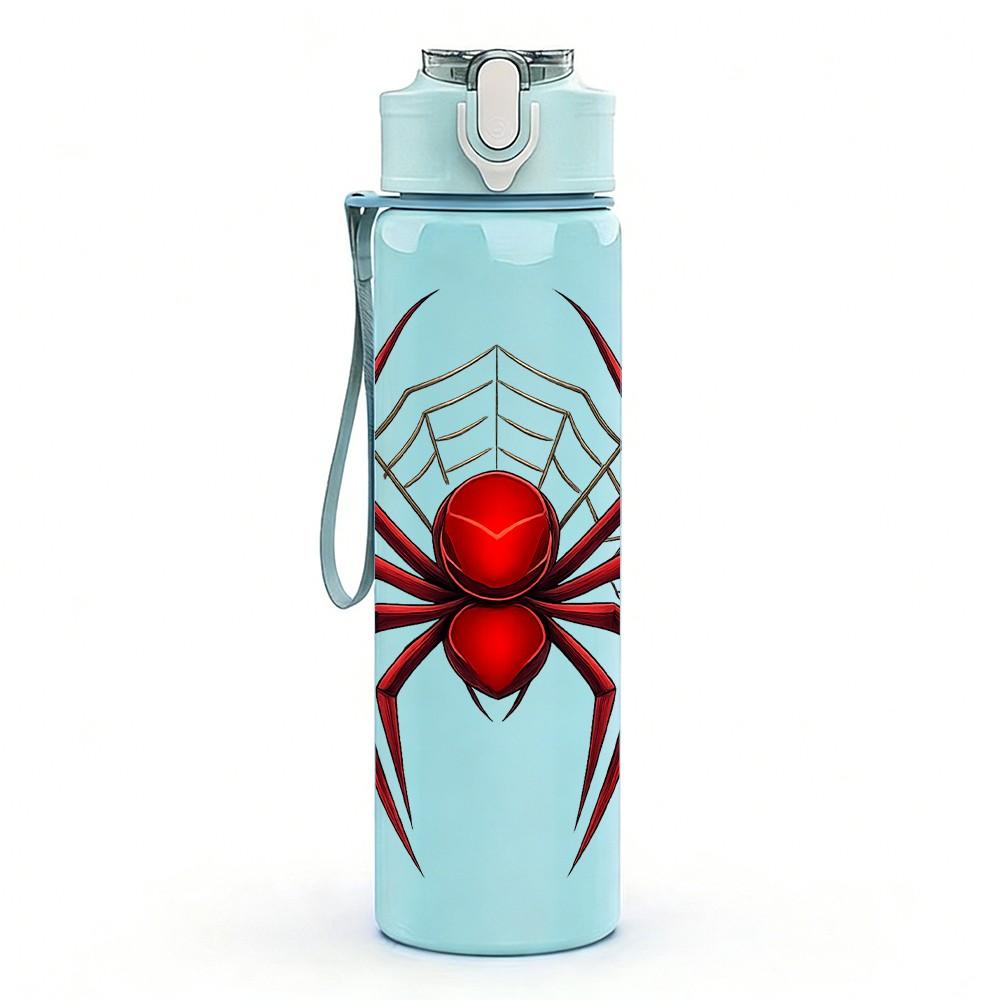 1PC Black Widow Spider 750ml Color Plastic Sports Water Bottle Leakproof Flip Straw Lid Suitable for Sports Office Home Use