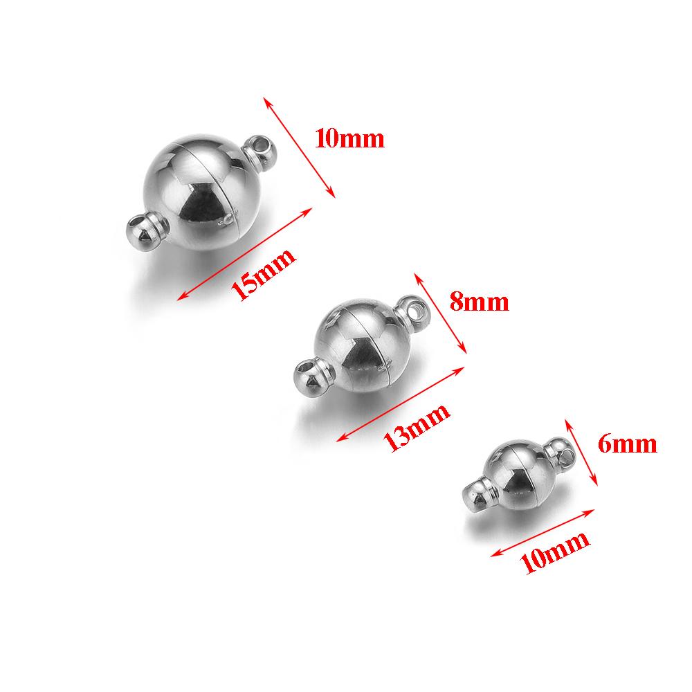 2sets No Fade PVD Gold Magnetic Stainless Steel Ball Beads Clasp Connectors DIY Bracelet Necklace Jewelry Making End Converter