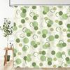 Geometric Sage Green Shower Curtain, Farmhouse Bathroom Shower Curtain Set, Art Print Bathroom Modern Decor Fabric with Hooks