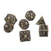 7pcs Dice Copper Hollow Clear Number Polyhedral Dice for Tabletop Games Collection Bronze