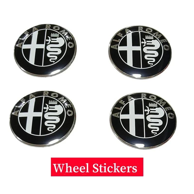 USLT7 Car Front Hood Rear Trunk Badge Steering Wheel Hubcap Sticker For Alfa Romeo Giulia MiTo Stelvio Giulietta GT 159 147 156