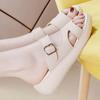 Women's Slippers And Ladies Sandals New Style Flat Shoes With Novelties Summer Footwear 2024 Luxury Natural Skin Slides