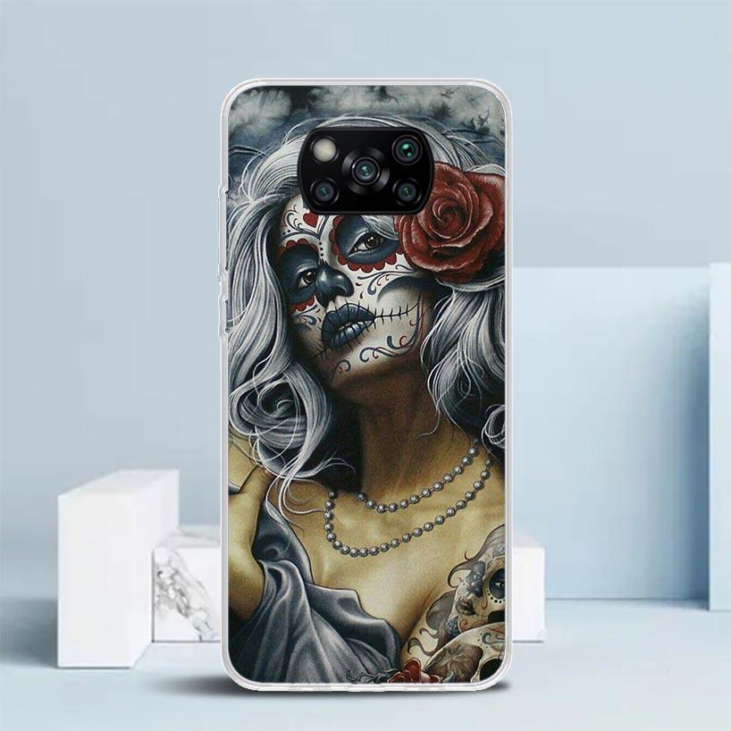 Чехол для телефона Catrina Beautiful Rose Girl Skull для Xiaomi Poco F7 Ultra X5 X6 X7 Pro M7 Redmi 15C 15 13C 13 12C 12 10C 10 10A 9 9C